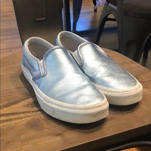 Cute silver slip on vans. Used